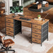 55 Inch Computer Desk with 8 Fabric Drawers, Office Desk Work Desk for Home Office, Study, Gaming Desk with Drawers, Large Storage, Rustic Brown - ShipItFurniture