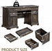 55'' Wood Executive Desk with 7 Drawers - Farmhouse Home Office Desks with Storage & Power Outlet, Wooden Computer Desk with Roman Columns, Writing Table for Work & Study, Dark Reclaimed Oak - ShipItFurniture