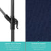 10Ft Solar LED Offset Cantilever Hanging Market Patio Umbrella, 8 Sturdy Ribs, Easy Adjustment - Navy Blue