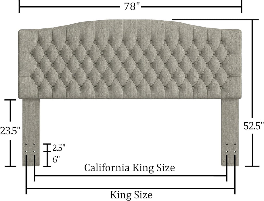King Headboard Only, Upholstered Headboard King for Adjustable Bed Linen Tufted Calking Size Wall Mounted Head Board with Solid Wood Legs Head Board, Linen