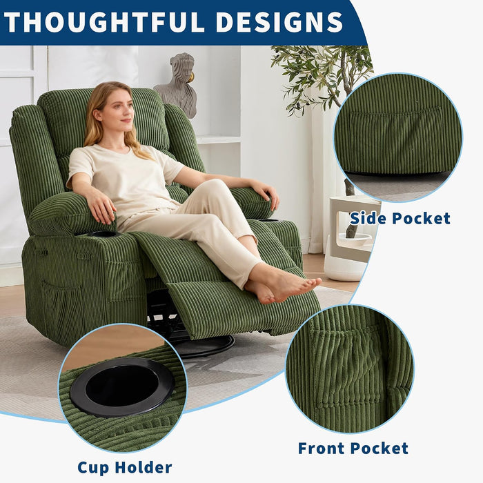 Rocking Recliner Chair for Adults Wide 360° Swivel Rocker Recliner