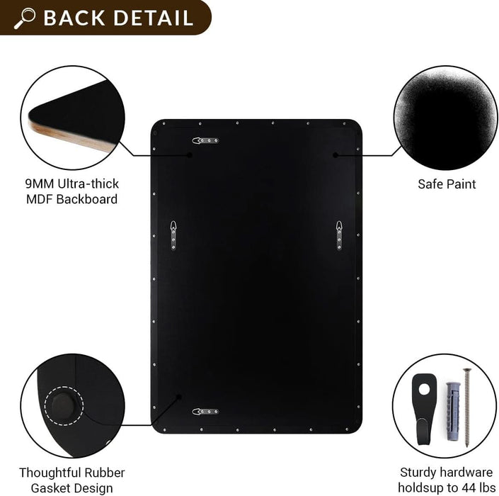 Black Bathroom Mirrors for over Sink, 24X32 Inch Matte Black Mirror for Bathroom, Rectangle Metal Vanity Mirror for Wall-Modern Clean Design with Superior Stainless Steel Frame