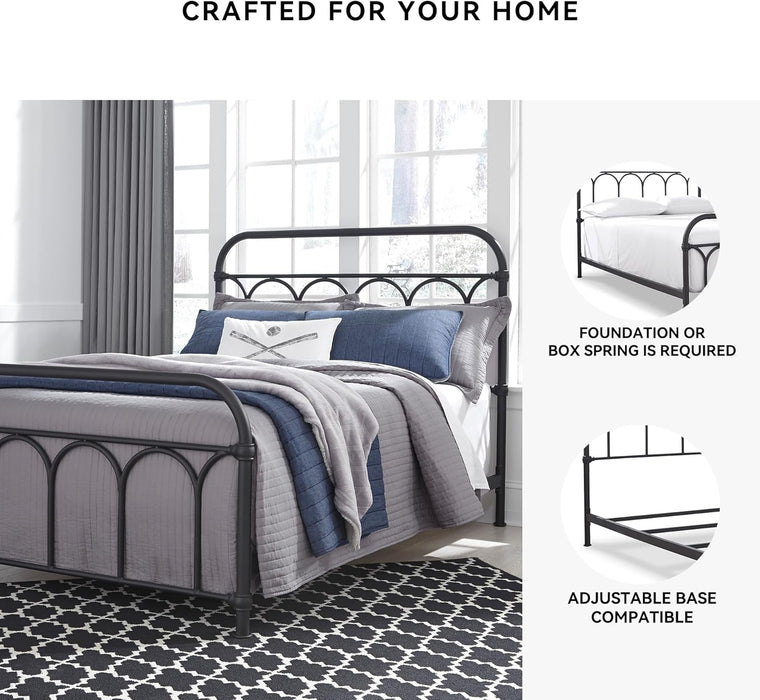 Signature Design by Ashley Nashburg Industrial Farmhouse Metal Bed, Full, Matte Black