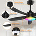 Ceiling Fan with Light, Remote & APP Control, 42" Black RGB Ceiling Fans with 6 Reversible Speeds, 3000-6500K Stepless Dimming, Modern Small Low Profile Ceiling Fan for Bedroom/Indoor/Outdoor