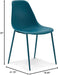 Isla Modern Kitchen Chairs Set of 4 - Plastic Dining Chair with Metal Legs - Quick Assembly Simple Cafe Chairs Plastic for Indoor or Outdoor - Ocean Teal