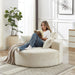 55 Inch Beige Chenille Accent Armchair Upholstered