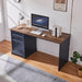 Blue Farmhouse Executive Desk With Charging Station