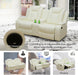 Leather Power Recliner Sofa Set with LED, Living Room Furniture Set, Leather Sofa Set with USB Port Storage Console Cup Holder (Power Reclining Sofa Set, Cream White)