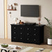 Black Dresser for Bedroom with 6 Drawers, 47.2" Wide Chest Storage Organizer and TV Stand for Living Room, Closet, Hallway, Dormitory