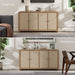 Oak Rattan Sideboard Buffet Cabinet, 60'', 4 Doors