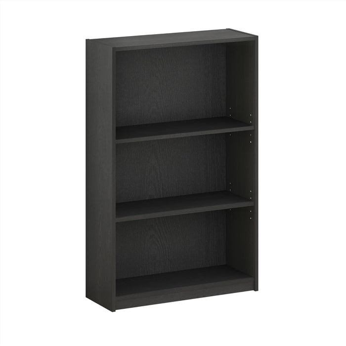 JAYA Simple Home 3-Tier Adjustable Shelf Bookcase, Black