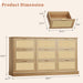 9 Drawer Dresser for Bedroom, 60 Inch Long Dressers & Rattan Chest of Drawers, Boho Style, Large TV Stand for 55, 65, 70 Inch TV, for Bedroom, Living Room, Entryway, Hallway, Oak