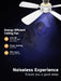 Ceiling Fans with Lights and Remote, 46 Inch Low Profile Ceiling Fan with Light, Flush Mount, Reversible, 3CCT, Dimmable White Modern Ceiling Fan for Bedroom, Living Room, Outdoor Patio