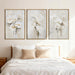 Extra Large Beige Floral Framed Wall Art 24X36 Inch Neutral White Flower Canvas Wall Art Farmhouse Wildflower Botanical Artwork for Living Room Bedroom Dining Room Set of 3