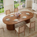 Extendable round Dining Table for 4-8, 39In-77In Long Large Kitchen Table with Fluted Base, Space Saving Modern Farmhouse Oval Dinner Tables for Dining Room, Kitchen, Living Room, Brown