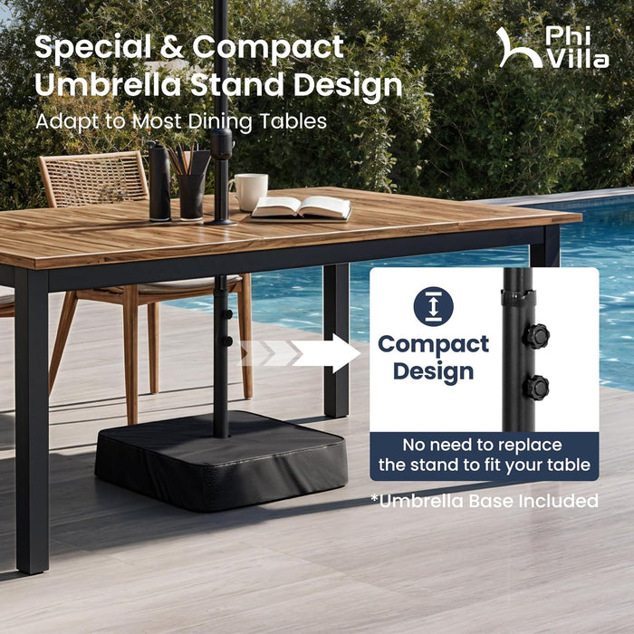 13Ft 2-Tier Outdoor Patio Umbrella with Base Included, Navy Blue | Large, Double-Sided, Rectangle, Rectangular, for Table Market, with Stand, Triple-Head, Windproof, for outside Poolside Lawn