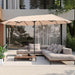 13 Ft Outdoor Patio Umbrella, Large Rectangular Double Sided Market Table Twin Umbrellas with Crank Handle for Deck Pool(Beige)