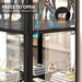 Corner Display Cabinet with Glass Doors, 68" Display Case with LED Lights, 4-Tier Curio Cabinets for Collectibles, Toys, Books, Modern Storage Cabinet, Black