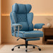 Big and Tall Gaming Chair with Pocket Spring Lumbar Support, Ergonomic Office Chair with Footrest, Executive Desk Chair with Outward Fixed Soft Armrests, Computer Chair with High Back, Blue