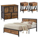 4-Piece Bedroom Set with Queen Size Platform Bed Frame & 5-Drawer Dresser & Two Nightstands, Brown