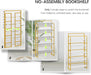 No Assembly Extra Wide 5 Tier Folding Bookshelf Tall Storage Shelves Vintage Bookcase Standing Racks for Bedroom Living Room Home Office