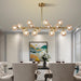 Gold Rectangular Chandelier With Amber Glass Globe