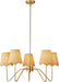 28" Rattan Chandelier, Large Modern Pendant Light Fixtures with Flower Shades Antique Brass Brush Paint Finish for Dining Room, Kitchen Island, Foyer, Living Room 5-Light