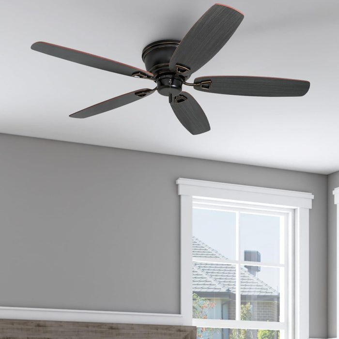 Ceiling Fans Glen Alden, 52 Inch Classic Flush Mount Indoor Ceiling Fan with No Light, Pull Chain, Quick-2-Hang Dual Finish Blades, Reversible Motor - 50516-01 (Oil Rubbed Bronze)