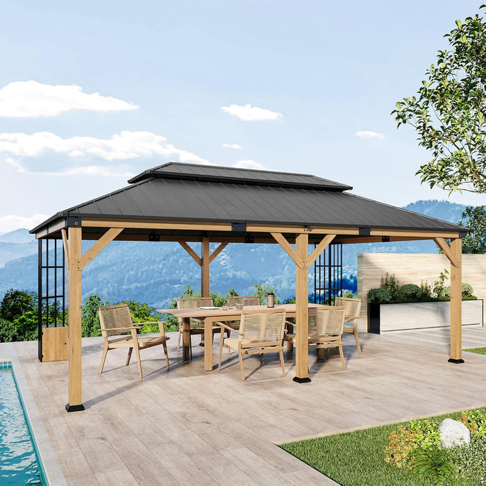 12x20 Hardtop Gazebo Wood Outdoor Pavilion Lockers