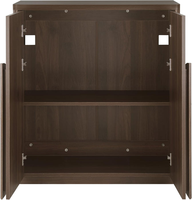 Sideboard Buffet Cabinet with Storage, Small Storage Cabinet with Doors and Shelves for Living Room Accent, Bar, Kitchen, Set of 2, Walnut