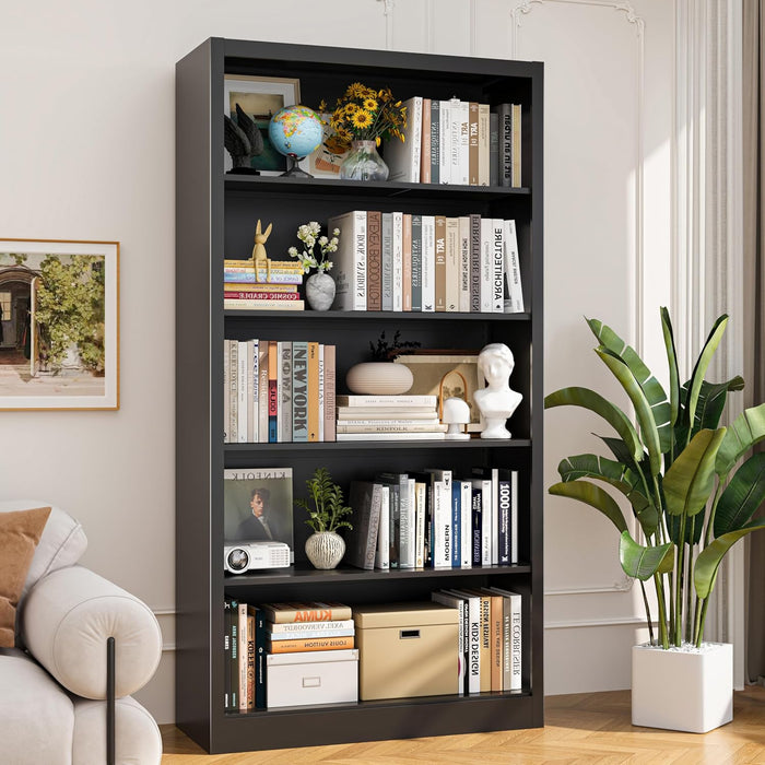Metal Bookcase and Bookshelf, 66 in Tall Black Bookshelf with 4 Adjustable Storage Shelves, Large Deep Bookcase for Home, Library, Office, Bedroom, School