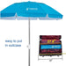 6.5Ft Twice Folded Portable Beach Umbrella with Sand Anchor Windproof Tilt Pole Air Vent UPF 50+ Protection Fits in a Large Suitcase for Travel Patio Garden Pool Backyard Sky Blue