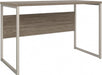 Table with Open Metal Leg Design and Privacy Panel | Hybrid Large Computer Desk for Home Office, 42W X 24D, Modern Hickory