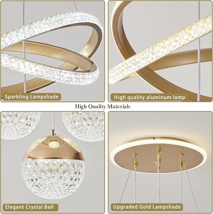 Gold Chandeliers Pendant Light Dimmable Three Color