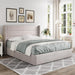 Full Size Lift up Storage Bed, Modern Wingback Headboard, Hydraulic Support, No Box Spring Needed, Light Beige