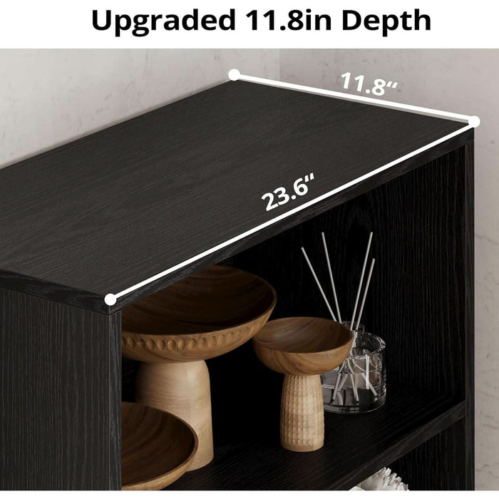 Industrial Bookshelves and Bookcases with Doors 11.8 in Depth Floor Standing 5 Shelf Display Storage Shelves Bookcase Home Decor Furniture for Home, Office, Living Room, Bedroom