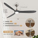 70 Inch Large Ceiling Fan with Light Remote, 3 Grey Wood Blades