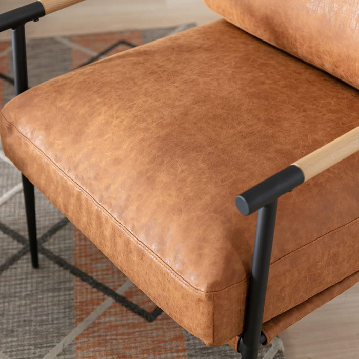 Midcentury PU Leather Upholstered Lounge Chair Brown