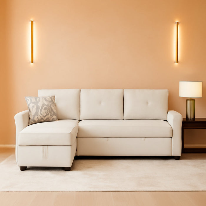 L-Shape Velvet Sleeper Sofa with Storage