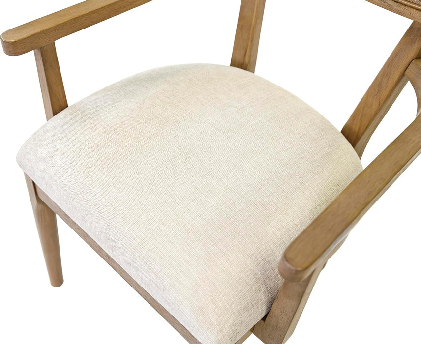 Two Wood Coastal Arm Kitchen Table Chairs, Arm Dining Side Chairs, Office Table Chairs, Kitchen Table Seats, Brown