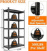 5 Tier Heavy Duty Metal Bookshelf with Adjustable Storage Shelf | Adjustable Boltless Industrial Black Bookcase, Reinforced Steel Frame Anti-Tip 72" Tall Bookcase for Home Office Living Room