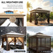 11X11 Pop up Gazebo Tent with Netting,Outdoor Canopy Shelter Easy Setup with Upgrade Wheeled Storage Bag,3 Height Positions& Water-Resistant for Family Patio & Garden Use (Khaki)