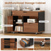 L Shaped Computer Desk with Mobile File Cabinet & Power Outlets, Executive Home Office Desk with Storage Drawers, Pegboard, Cable Management, Reversible L Desk for Work & Gaming, Black + Brown