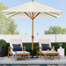 9Ft Deep Square Solar Powered LED Lighted Patio Umbrella W/Woodgrain Pattern, Uv-Resistant Fabric, Hand Crank - Ivory