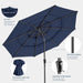 9FT 3-Tiers Outdoor Patio Umbrella with 5-Year Fade Resistant,Vented Outdoor Commercial Market Umbrella with UPF50+ UV Protection & Push Button Tilt and Crank for Pool,Backyard(Navy Blue)