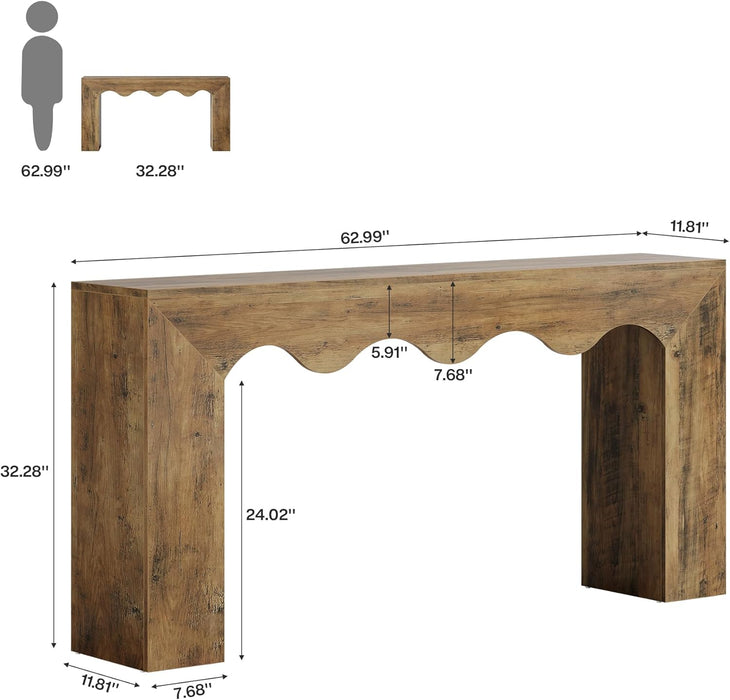 63" Farmhouse Console Table, Wooden Couch Table behind Sofa with Storage, Long Entryway Sofa Station, Narrow Console Stand with Base, Hallway Stand for Entryway, Living Room