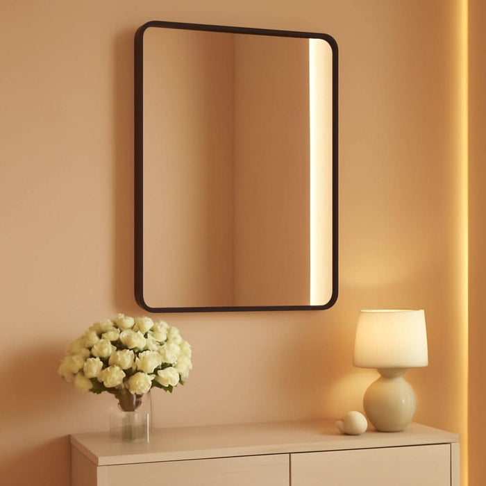 Matte Black Industrial Framed Bathroom Mirror 22x30