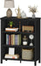 Small Black Bookshelf, 3 Tier Short Book Shelf, Farmhouse Bookcase Storage Organizer, Wooden Book Cases for Small Space, Office, Bedroom, Living Room, Apartment (Black Oak)