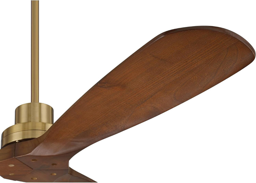 Contemporary Hardwood Ceiling Fan Featuring Soft Brass