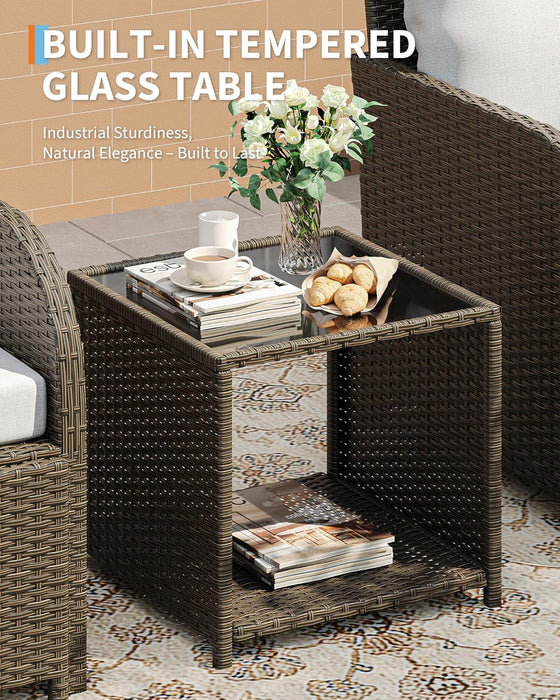 5-Piece Outdoor Patio Conversation Set with Hidden Ottomans